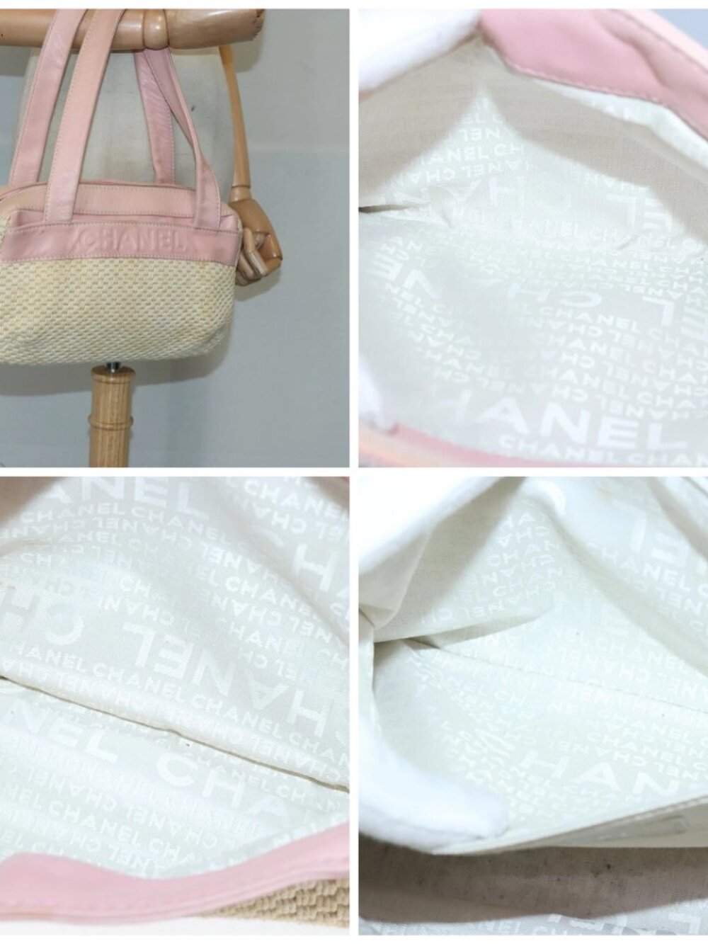 CHANEL Hand Bag Canvas Leather Pink Silver CC Auth - Picture 16 of 16